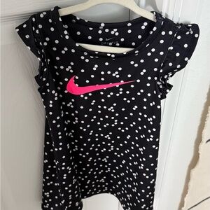 Nike Black and White Polka Dot Dress with Pink Logo